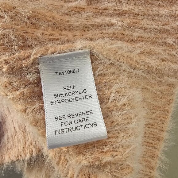 Aakaa Fuzzy Pink Sweater Womens S Boatneck Balloon Slv Acrylic Poly Knit NWT - Picture 9 of 10